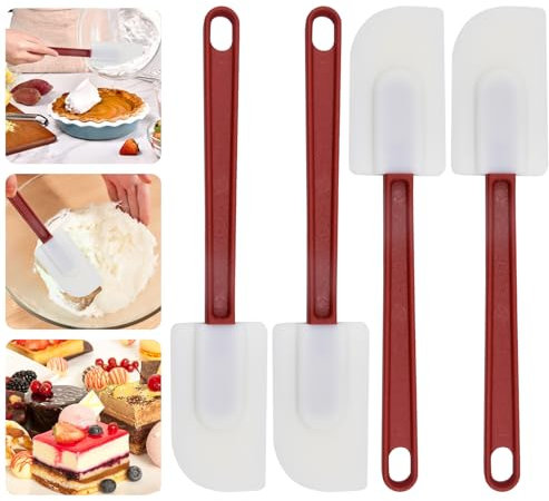 VCRANONR 4 Pcs Silicone Spatula 428°F Heat Resistant Kitchen Spatulas Non-Stick Baking Spatula Food Grade Silicone Scraper Spatula Set Dough Scrapers Commercial Spatulas for Cooking Mixing Kitchen Use