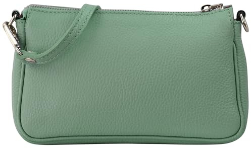 SH Leder Echtleder Schultertasche Umhängetasche Handtaschen Clutch kleine Tasche Abendtasche 23x13cm Jennie G323 (Wassergrün)
