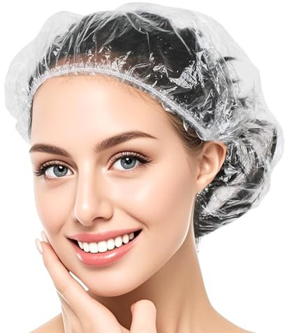 Kryzulax 100 Pezzi Cuffie Doccia,Cuffie Doccia Monouso,Generico Cuffia Doccia Impermeabile,Unisex Adulto per uso in casa,viaggi,hotel,spa,parrucchiere(42cm)