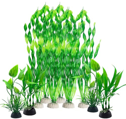Akvarium växter 10 stycken akvarium dekoration konstgjorda växter vattenväxter för akvarier gröna akvarieväxter plast plastväxter fisk tank dekor för akvarier alla fiskar säkra (1, B)