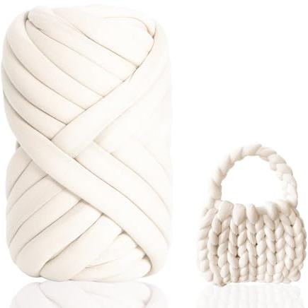 Lana per lavorare a maglia con le braccia 500g per lavorare a maglia a mano, Filato tubolare extra spesso XXL 2cm, Lana chunky filato tessile per principianti per uncinetto, borse, coperte, cuscini