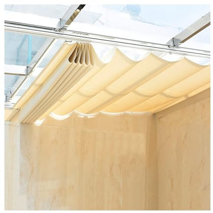 Auvent imperméable et rétractable en forme de vague, 2 x 8 m, voile d'ombrage pour tonnelles, jardins et piscines, parfait pour une protection solaire ultime