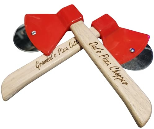 Personalised Pizza Cutter with Wooden Handle – Custom Engraved Gift for Dad, Grandad, Friend, Birthday, Christmas, Party BBQ Kitchen Tool