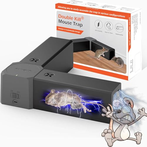 Trampas Eléctricas para Ratones,Jkevow Trampa Ratones 2000V Voltaje Potente para Matar Ratas al Instante,Mata Ratas Potente para Interior, Cocina - Eficaz en Pequeño Ratón