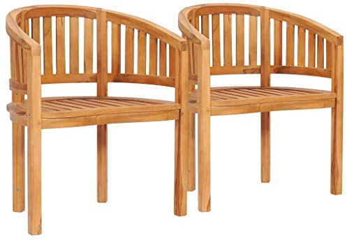 Festnight Banana Chairs 2 pcs, 2-Seater Garden Bench Park Bench for Outdoor Garden Patio 120 cm Solid Teak Wood