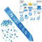 Babyparty Deko Junge, Baby Shower Junge, Baby Party Dekoration fur Babydusche, Neugeborene Fotorequisiten Masken, Mum To Be Blau Schärpe und Konfetti