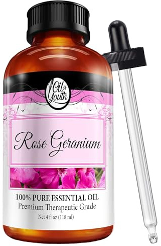 Oil of Youth Rose Geranium Essential Oil 4 oz – Pure Therapeutic Grade Aromatherapy Oil for Skin & Diffuser