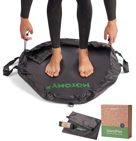 IslandMat Wetsuit Changing Mat; Compact 2-in-1 Wetsuit Bag with Waterproof 5000X Tech; Keep You & Surfing Accessories Clean; Keep Your Car Clean & Dry; Surf Gift for Water Sports, Scuba & Diving
