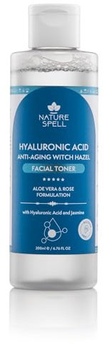 Nature Spell Witch Hazel Facial Toner, Reduces Blemishes & Tightens Pores, Infused with Hyaluronic Acid, Aloe Vera & Jasmine, 200ml