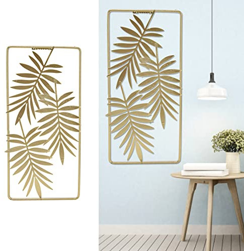 Decorazione da parete in metallo 3D, decorazione da parete in stile nordico, decorazione da parete Foglia di Metallo Minimalista Moderno per soggiorno camera da letto sfondo 29,5 x 14,5 cm