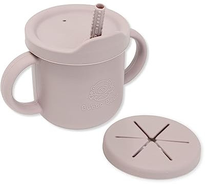 Bubba Bear Baby Cup with Straw | Weighted Sippy Cups for Babies from 6 Months | Non Spill Straws Bottle for Toddlers | Easy Toddler Drinking Water Bottles with Lid for Kids Weaning & Transition