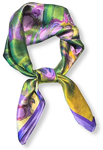 PoeticEHome Foulard in 100% Seta di Gelso Pura - Sciarpa Quadrata Donna Collo e Testa con Confezione Regalo - 68x68 cm
