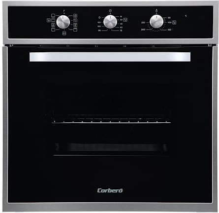 Corberó - Horno Multifunción | Capacidad 65L | CCHM703X | Cristal Negro Perfil Inox | 8 Programas | Luz Interior | Limpieza Hidrólisis | Puerta Doble Cristal | 3000W Potencia | Clase A, Negro