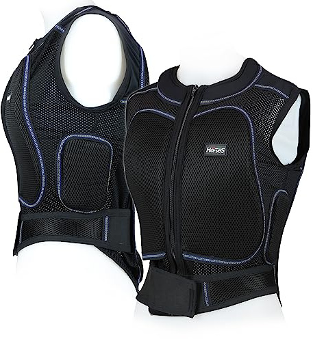 Horses Body Protezione Unisex New Nero XL, Gilet Protettivo per Cavalieri ed Amazzoni, Tessuto Tecnico con Inserti, Elasticizzato, Si Adatta alle Forme del Corpo