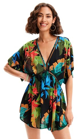 Desigual Swim_Top Tropical Party Haut de Bikini, Noir, M Femme