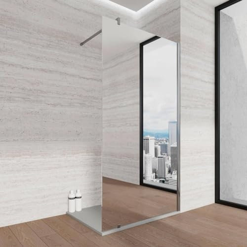 Parete Doccia WALK IN vetro SPECCHIO 8mm H 200 cm anticalcare reversibile (120 cm)
