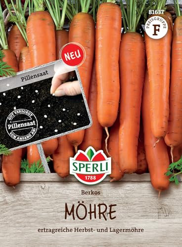Sperli Möhrensamen Berkos, F1, Pillensaatgut 81637 - Hochwertige Gemüsesamen für gesunde Karotten, einfache Aussaat, resistent gegen Krankheiten, ideal für Herbsternte