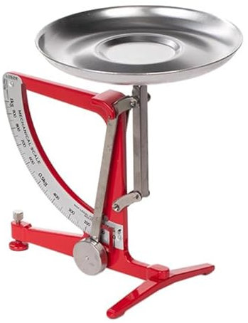 Báscula mecánica de cocina, báscula de equilibrio de metal de 1 kg con péndulo de acero inoxidable y bandeja de aluminio, sin batería para uso electrónico y científico