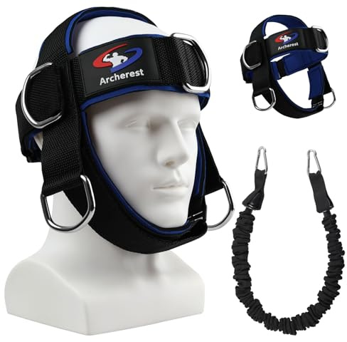 Harnais de cou et de tête de fitness, sangle de menton réglable et harnais de tête avec bandes de résistance de 13,6 kg, exercice du cou en néoprène pour haltérophilie, utilisation à la maison et à la