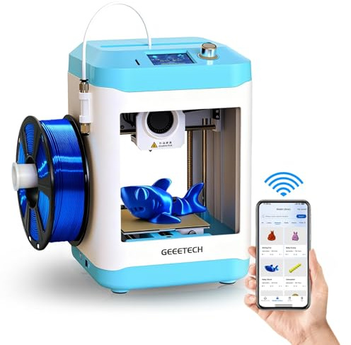 GEEETECH Imprimante 3D M1S avec Wi-FI pour débutants, avec Commande Intelligente, imprimante 3D à Double entraînement avec extrudeur à entraînement Direct 250 mm/s Blanc