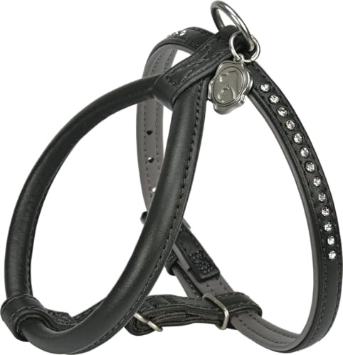 Multi Fit More Deluxe Hundegeschirr, Anthrazit, Größe M, mit Strass-Applikationen, 3-Fach verstellbar, pflegeleicht, waschbar bei 30°C