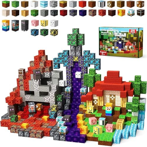 200PCS Magnetic Blocks Set, Magnetic Building Blocks STEM Construction Toys for Kids Ages 3–8, Educational Magnet Tiles for Toddlers, Creative Learning Toy, Birthday Gifts for Boys and Girls Ages 3–10