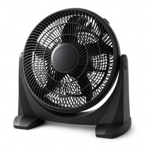 JYC CREATIVE Fläkt, bärbar fläkt, justerbar fläkt, kraftfull fläkt, metallfläkt, bordsfläkt, tyst fläkt, svart 55 W