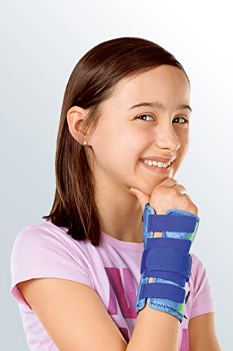 medi Kidz Manumed – Muñequera – Talla IV – Izquierda – en azul vendaje infantil – ortesis para niños – Soporte para férula