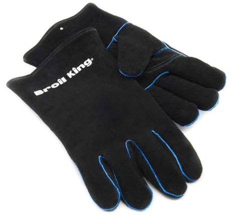 Broil King 60528 - Guanti da Barbecue, in Pelle, in Acciaio Inox, 38 x 5 x 18 cm