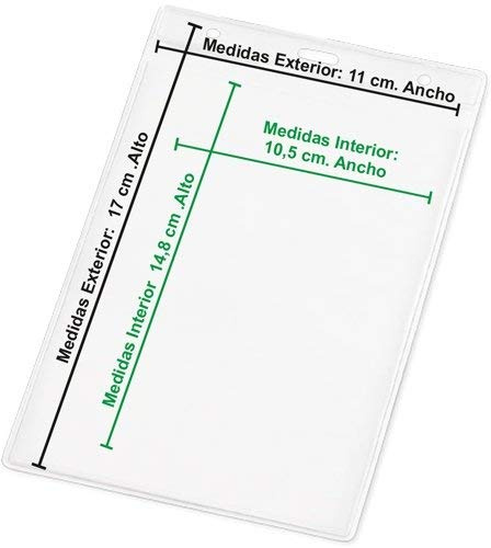Siglo XXI - Lote de 50 fundas transparentes A6 para acreditación o identificación - 11 x 17 cm