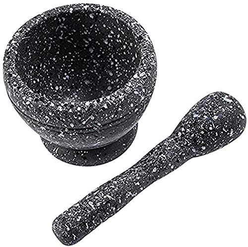 Leoyee Knoblauchpresse, Mörser und Pistill, leicht zu reinigen Knoblauchschleifwerkzeug Küchenwerkzeug Lebensmittel, Extruder Knoblauchpresse (Granitkristall)