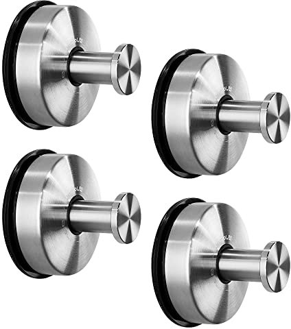 JOMOLA Saugnapf Haken 4 Stück Bad Handtuchhaken Saugnapf Klebehaken Haken Ohne Bohren Saughaken Extra Stark Badezimmer Haken Duschhaken Haken Selbstklebend Stahl Edelstahl Pinsel Finish