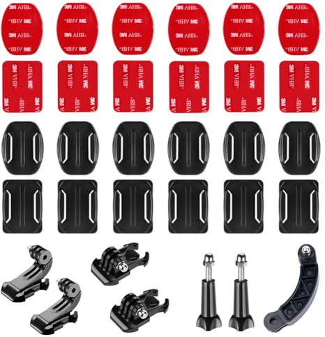 YEHOLDING Attacchi Adesivi Curvi Piatti Attacchi Attacco Casco con 3M Adesivo bifacciale, Base braccio di estensione del casco, compatibile con GoPro, Insta360, DJI e Altre Fotocamere per Lo Sport