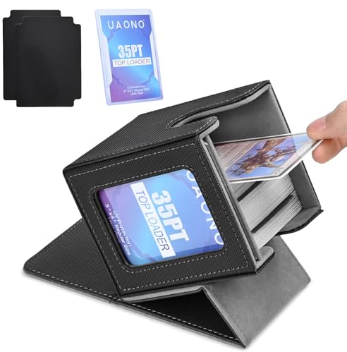 UAONO Boîte de Deck avec Présentoir Commandant MTG, 100+ Cartes Double Pochette, Compatible TCG/PTCG/Cartes Sportives, 2 Séparateurs + 1 Top Loader