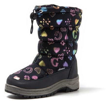 JOMIX Bottes de Neige Enfant Fermeture éclair Bottines Fourrure Fille Garçon Chaussures d'hiver pour Enfants Chaude Antidérapante (Marine, 33 EU)