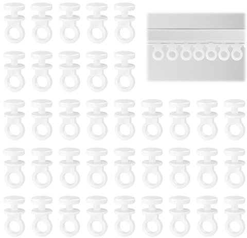 ALLisWE 100 Piezas Deslizador de Riel Gancho Deslizantes para Rieles de Cortinas Blanca Cortina Clips Ganchos de Cortina de Plástico Accesorios para Colgar para Cortinas Ventana Cortinas Ducha