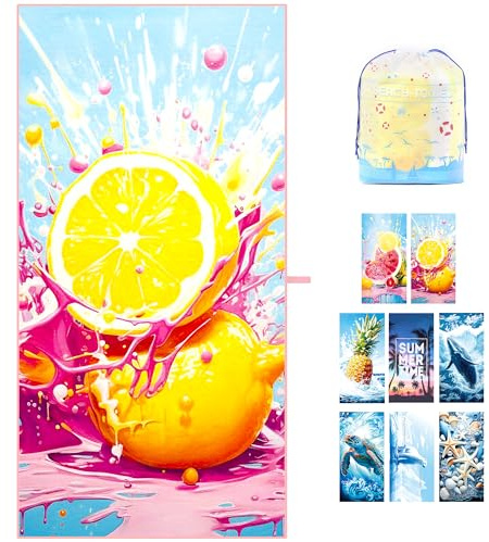 ZIOSINM Serviette de Plage Microfibre, 180 * 90cm Serviette Microfibre Drap de Plage XXL Grande pour Bain, Plage, Voyage, Anti Sable, Séchage Rapide (Orange)