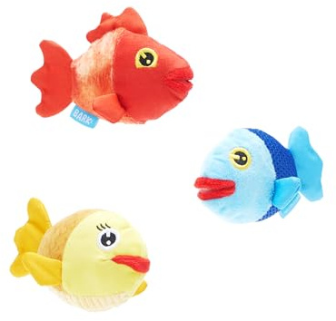 Barkbox Bark The Groupers Fish School Hundespielzeug, Plüsch, Mehrfarbig, Fisch-Set, XS/S Größe
