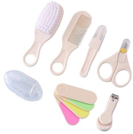 Spazzola per capelli completa per la cura quotidiana del bambino, pettine spazzolino da denti, tagliaunghie, forbici e lima per unghie per neonati