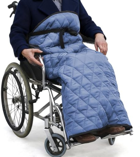 Rullstols-värmesäck, rullstolsfilt för rullstol, filt för rullstolsburna, multifunktionell köldskyddsrullstolsfilt, rullstolsväska, vinter, rullstol, slip-säck, vatten, skydd kyla (blå)