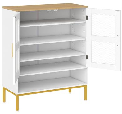 GIANTEX Armario Zapatero 5 Niveles, Mueble de Zapatos con 2 Puertas de Malla, 3 Estantes Ajustables, Kit Antivuelco, 70x35x93cm, Mueble Organizador para Recibidor, Entrada (Blanco)