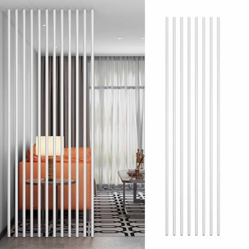 Divisor de habitación de metal para pared de suelo a techo, listones de madera de 210 cm de alto, poste de división de privacidad para el hogar y la oficina, elegante solución de separación de