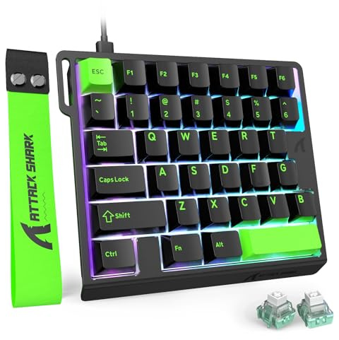MAMBASNAKE ATTACK SHARK M36 HE Teclado Gaming Una Mano 8000Hz Rapid Trigger, 36 Teclas Cable Interruptor Magnético, Precisión RT 0,01mm, SOCD & DKS, Retroiluminación RGB, Para PC/Mac/FPS, Negro