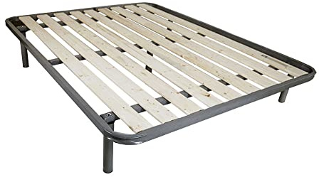 Comprarredo Rete matrimoniale a doghe verticali ortopedica 160x200, dotata di tavole rigide in Legno massello da 9cm, telaio in metallo, 5 piedi e triplo supporto anche per pesi importanti