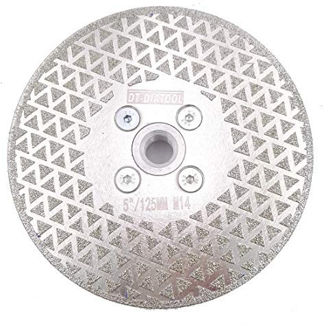 DT-DIATOOL Disque Diamanté à Tronçonner et à Meuler 125 mm x M14 Double Face Électroplaqué pour Pierre Marbre Carreaux Granit