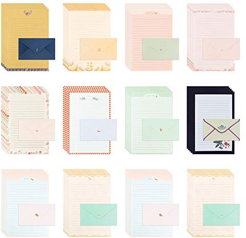 Briefpapier A5，Chudian 72 Blatt Briefpapier Mit 36x Briefumschlag Briefbogen Sets A5 Niedliche Briefpapier mit Linien für Kinder Mädchen Jungen in 10 Süße Stile