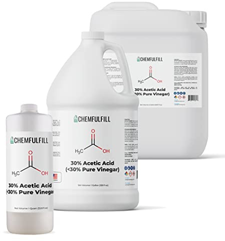 Chemfulfill 30% Concentration Acetic Acid – High Purity Ethanoic Acid Solution for Industrial & Home Use, 1 Pint (16 fl oz) Packaging, Made in USA