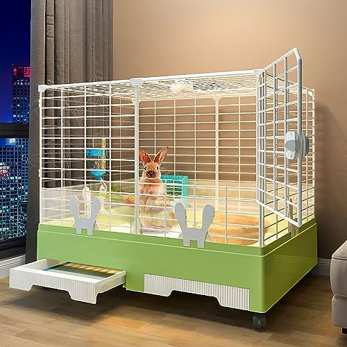 Kaninchenkäfige, Kleintierkäfig, Katzenkäfig, Innen-Welpenstall, Meerschweinchenkäfige, für Kleintiere, Kätzchen, Welpen, Hasen, Meerschweinchen, Frettchen, Chinchilla (Farbe: Grün)