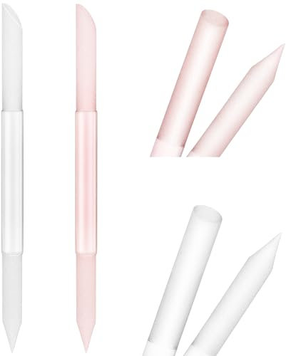 Sibba Lot de 2 Repousse-Cuticules en Verre Outil pour Enlever Les Cuticules Double Face Limes de Précision Surface Abrasive pour Salons de Manucure Transparent et Rose