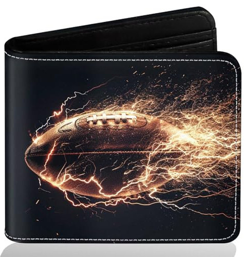 ZHIMEBYE Boys Wallet for Teens, Cool Kids Wallet for Boys Ages 8-10 9-12 11-15, Funny Football Leather Bifold Rfid Blocking, Coin Pocket Id Window for Teen Men Youth Guys Birthday Christmas Gifts